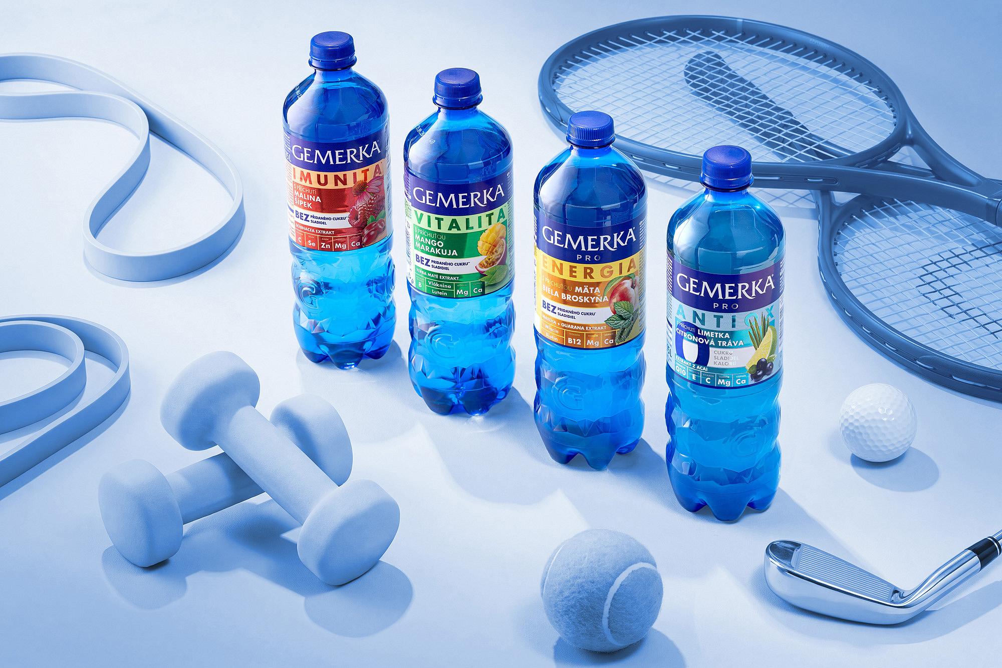 Gemerka functional drinks packaging: Vitality, Immunity, Energy and Antiox